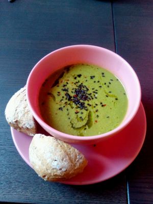 Sopa del día riquísima at RoseHip Vegan Kebabs in Vilnius