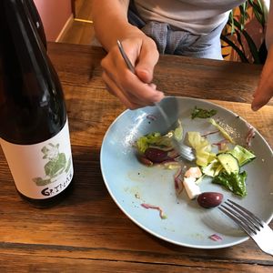 I tried to take a picture of the Greek salad but it was too late, we ate it too fast at RoseHip Vegan Kebabs in Vilnius