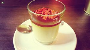 Panna cotta at RoseHip Vegan Kebabs in Vilnius