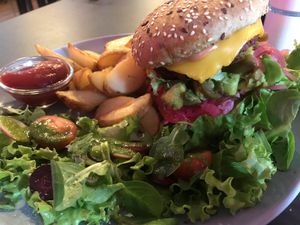 Mexican burger at RoseHip Vegan Kebabs in Vilnius