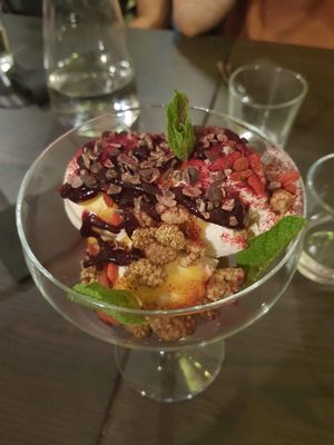 vanilla ice cream  at RoseHip Vegan Kebabs in Vilnius