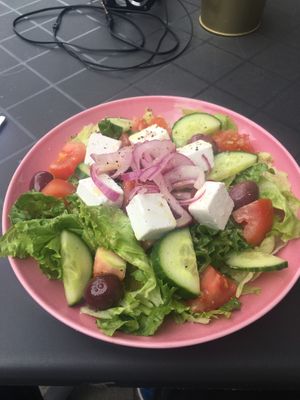 Greek salad  at RoseHip Vegan Kebabs in Vilnius