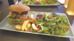 Mexican burger at RoseHip Vegan Kebabs in Vilnius