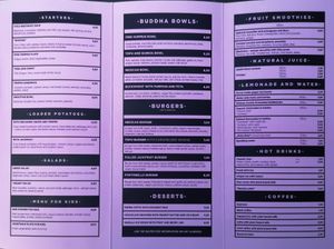 Menu - Food and Drinks at RoseHip Vegan Kebabs in Vilnius