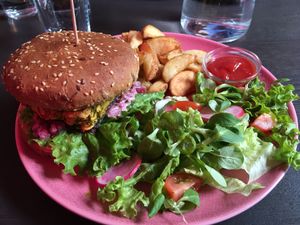 Burger at RoseHip Vegan Kebabs in Vilnius
