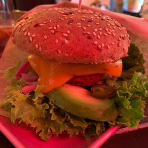 Beyond meat burger at RoseHip Vegan Kebabs in Vilnius