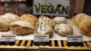 Vegan breads are clearly labelled with green dot at Duke Bakery - myVillage in Central Singapore