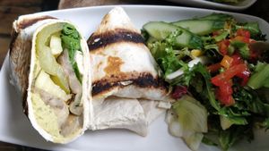 Mediterranean veg wrap at Roots Lounge in Bristol