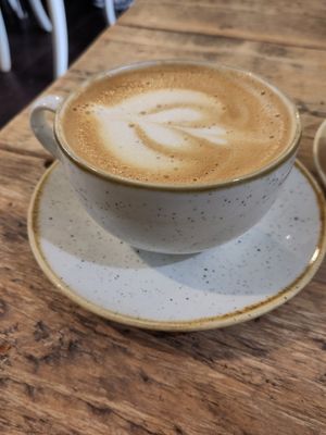 Oat latte at 6 Degrees Coffee House in Leicester