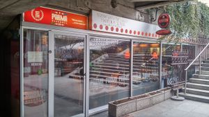 Outdoor view. Pizzeria is located by the staircase. at Pizzeria Parma in Ljubljana
