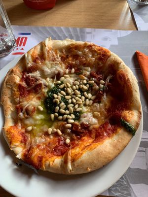 Vegan pizza at Pizzeria Parma in Ljubljana