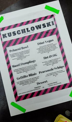 Menu since summer 2020 (smaller) at Kuschlowski in Berlin