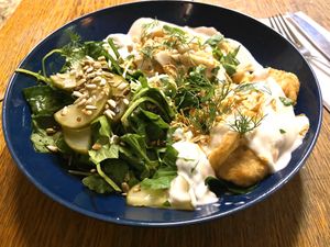 Manti dumplings  at Kuschlowski in Berlin