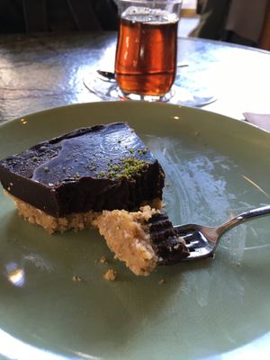 Chocolate vegan tart  at Healin Foods in Istanbul