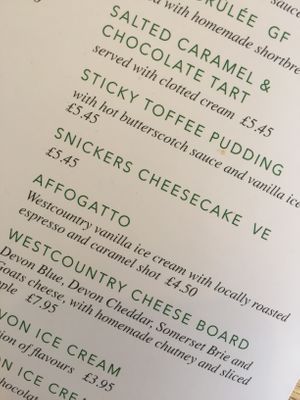 Dessert menu May 2019. Vegan cheesecake! at The Offshore in Torquay