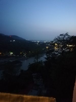 View on the Ganga. at Free Spirit Cafe in Rishikesh