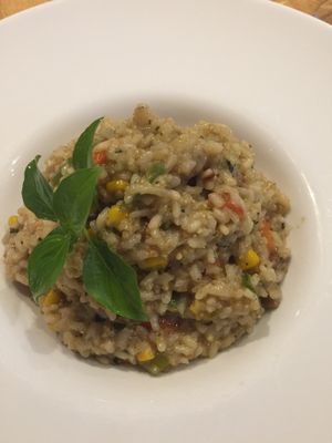 Very very tasty vegan risotto! at Salsa Suárez in Varadero