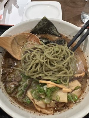  kale noodles  at Ramen Isshin in Toronto