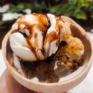 Coconut ice cream with aloe vera at Mr Coconut - Far East Plaza in Central Singapore