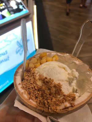 Yummy coconut ice-cream (vegan friendly) at Mr Coconut - Yishun in North Singapore