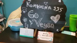 go vegan sign at Taco Station in San Andres Cholula