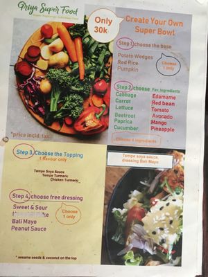 Menu at Griya Super Food in Ubud