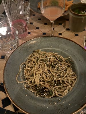 Seaweed and sesame pasta   at La Paloma in Ibiza