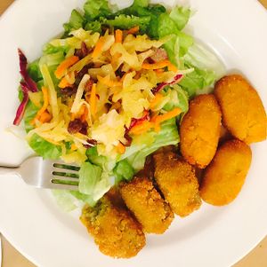 apple and macadamia croquetas at Bar Ecologico Gaia in Sevilla