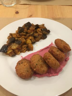 Falafel bites! at Bar Ecologico Gaia in Sevilla