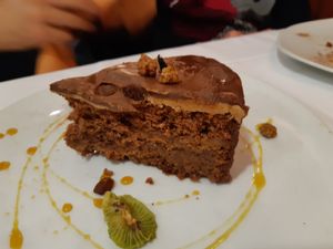 Starter / Chocolate cake (vegetarian) at EcoCentro in Madrid