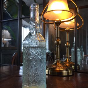 Beautiful water bottle (the decor is so nice!) at Monk's Butcher - Itaewon in Seoul