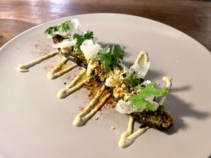 New appetizer “grilled eggplant” is yum   at Monk's Butcher - Itaewon in Seoul