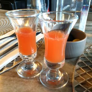 this grapefruit juice shot was very good at Monk's Butcher - Itaewon in Seoul