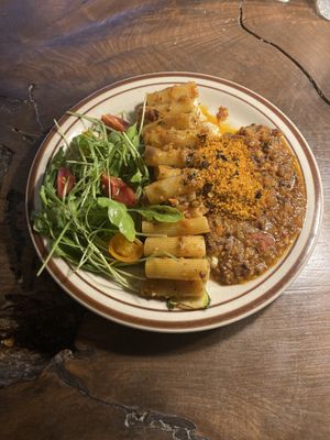 Vegan ragu with side salad   at Monk's Butcher - Itaewon in Seoul