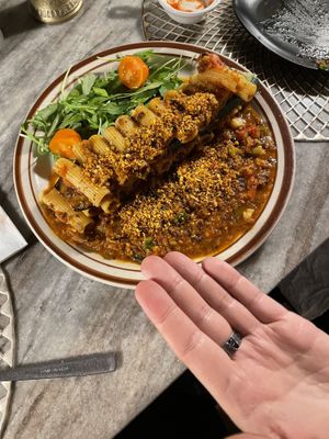 Delicious pasta wall and remains of good burger  at Monk's Butcher - Itaewon in Seoul