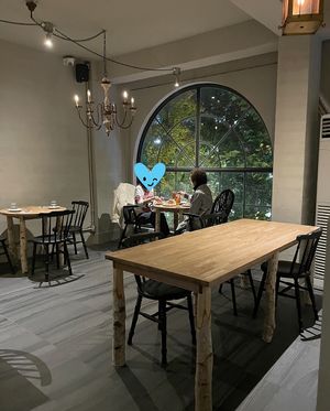 Window side seats on the 2nd floor  at Monk's Butcher - Itaewon in Seoul