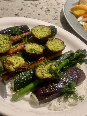 Grilled veggies with Tzatziki sauce. Add falafel   at Monk's Butcher - Itaewon in Seoul