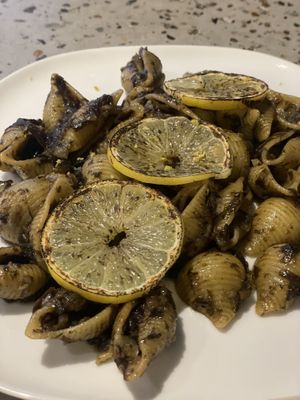 Black lemon pasta. Seaweed savory  at Monk's Butcher - Itaewon in Seoul