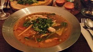 Spicy Thai noodle soup of some sort. at Monk's Butcher - Itaewon in Seoul