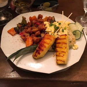 Popcorn chicken and Fried rice  at Monk's Butcher - Itaewon in Seoul