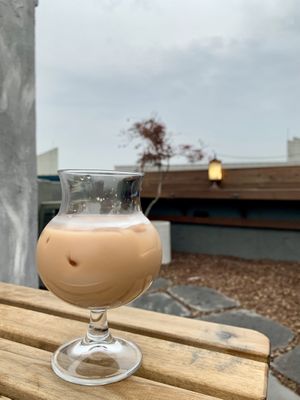 Vegan milk tea at Monk's Butcher - Itaewon in Seoul
