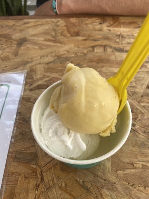 Mango and coconuts   at Thailand Natural Coconut Ice Cream in Koh Phi Phi