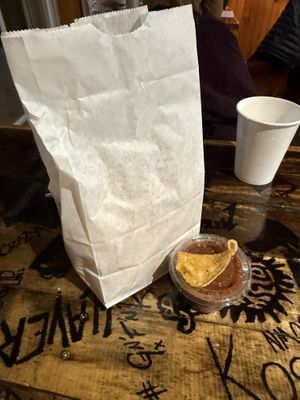 Bag of chips with salsa  at Mojo Cafe in Ludlow
