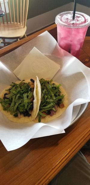 Tacos de cielo and a hibiscus tea at Tantra in San Marcos
