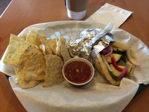 vegetables and hummus in a pita  at Tantra in San Marcos
