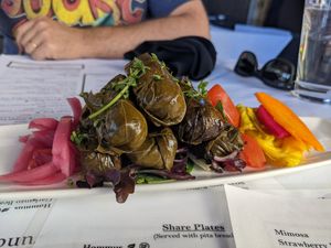 Stuffed grape leaves from a tin at Soro's Mediterranean Grill in Temecula