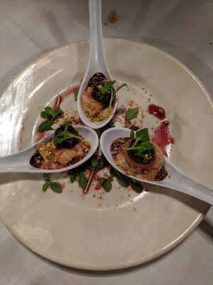 Cherries jubilee dessert spoon at Soro's Mediterranean Grill in Temecula