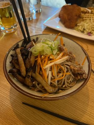 Mushroom soba saladd  at Penke Bar & Bistro in Hakuba
