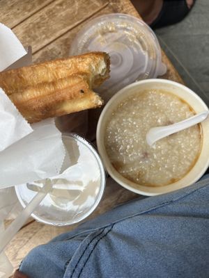 $3 porridge and $2.80 youtiao with soy drink set  at Dough Culture - Changi City Point in East Singapore