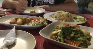 Spring roll, Khao Pad Pak, Stir fried Pak. at Coconut Garden in Phuket